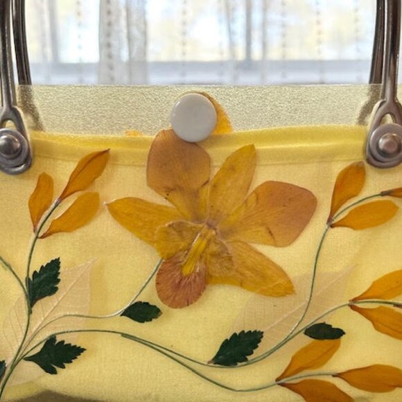 Nini Ong Vintage Lucite Handbag Encased Flowers Clear Acrylic Purse - Picture 4 of 7